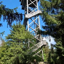 Watchtower of 946 meters high Platte which is the highest point of the Steinwald - stony forest which is the southeastern range of the highlands Fichtelgebirge